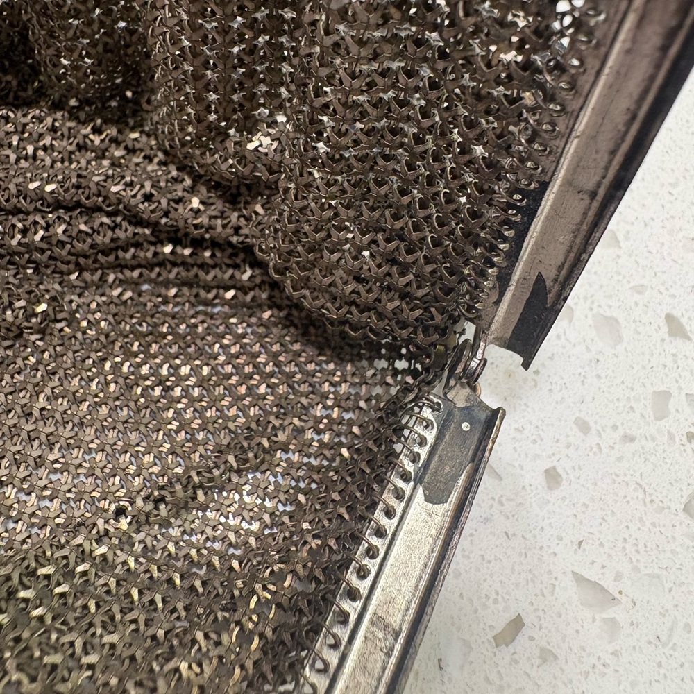 Elegant Antique Gun Metal and Silver Metal Mesh Evening Bag - Picture 11 of 14